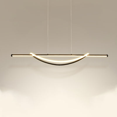Lámpara de araña LED lineal curva de aluminio y silicona creativa contemporánea para isla en el comedor 