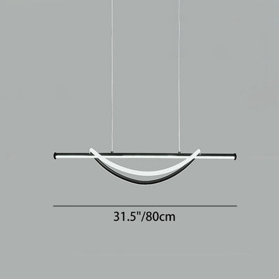 Lámpara de araña LED lineal curva de aluminio y silicona creativa contemporánea para isla en el comedor 