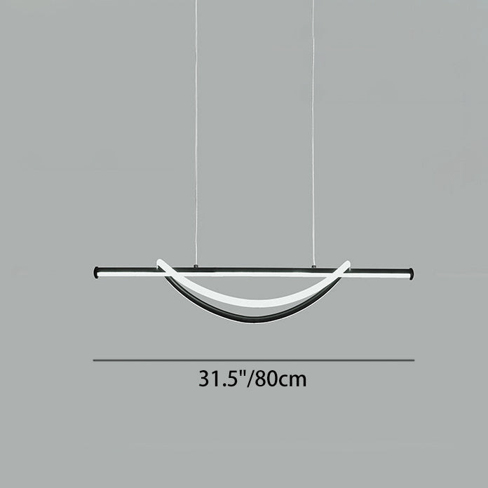 Lámpara de araña LED lineal curva de aluminio y silicona creativa contemporánea para isla en el comedor 