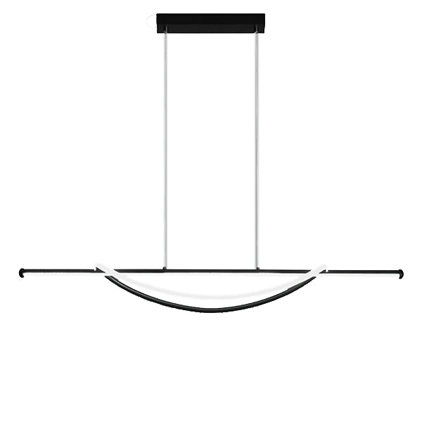 Zeitgenössischer kreativer Silikon-Aluminium-gebogener linearer LED-Kronleuchter-Insel-Licht für das Esszimmer 