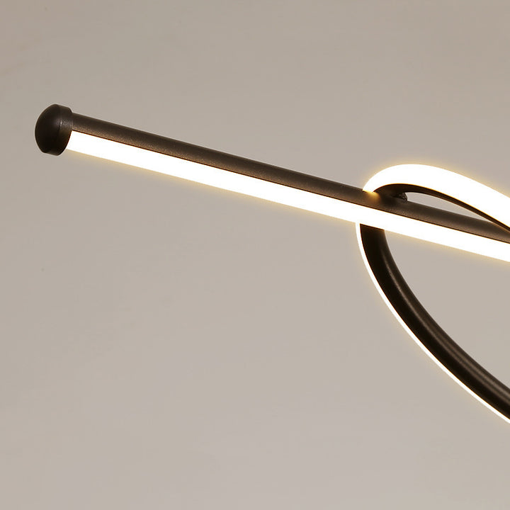 Zeitgenössischer kreativer Silikon-Aluminium-gebogener linearer LED-Kronleuchter-Insel-Licht für das Esszimmer 
