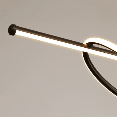 Lámpara de araña LED lineal curva de aluminio y silicona creativa contemporánea para isla en el comedor 