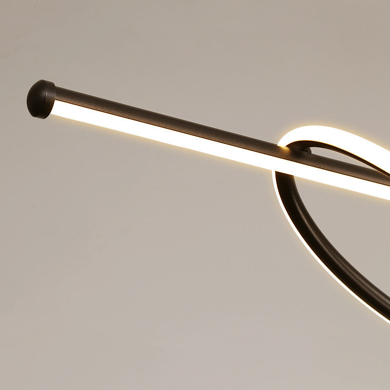 Lámpara de araña LED lineal curva de aluminio y silicona creativa contemporánea para isla en el comedor 