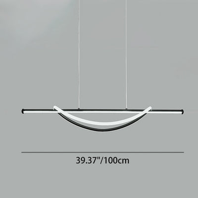 Lámpara de araña LED lineal curva de aluminio y silicona creativa contemporánea para isla en el comedor 