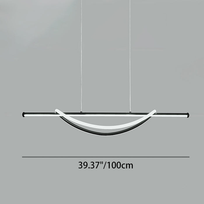 Lámpara de araña LED lineal curva de aluminio y silicona creativa contemporánea para isla en el comedor 