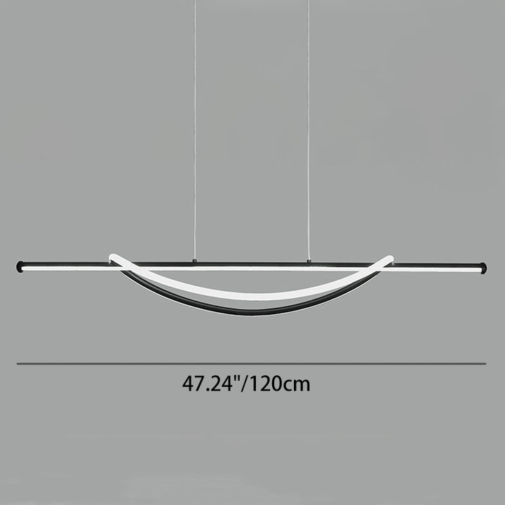 Zeitgenössischer kreativer Silikon-Aluminium-gebogener linearer LED-Kronleuchter-Insel-Licht für das Esszimmer 
