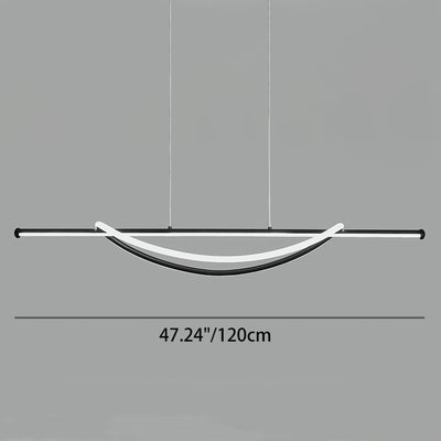 Lámpara de araña LED lineal curva de aluminio y silicona creativa contemporánea para isla en el comedor 