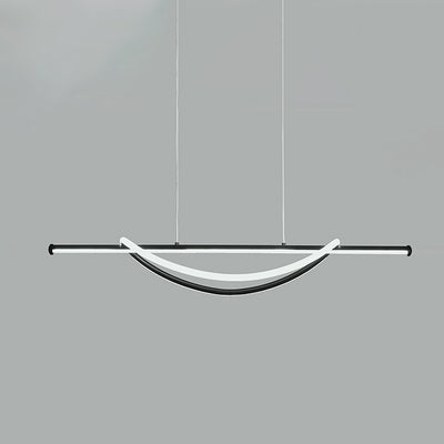 Lámpara de araña LED lineal curva de aluminio y silicona creativa contemporánea para isla en el comedor 
