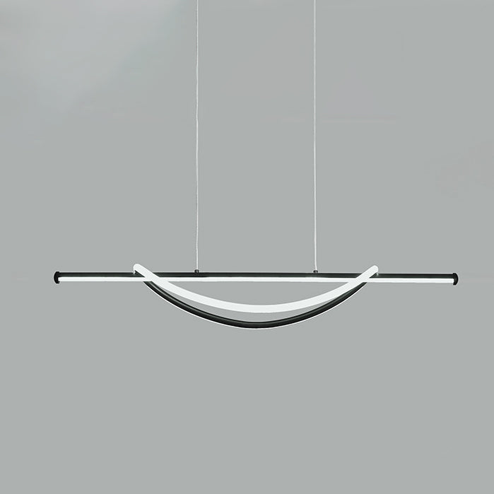 Lámpara de araña LED lineal curva de aluminio y silicona creativa contemporánea para isla en el comedor 