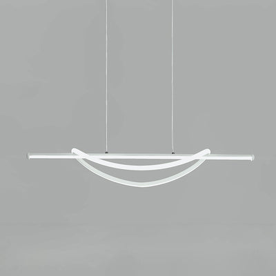 Lámpara de araña LED lineal curva de aluminio y silicona creativa contemporánea para isla en el comedor 