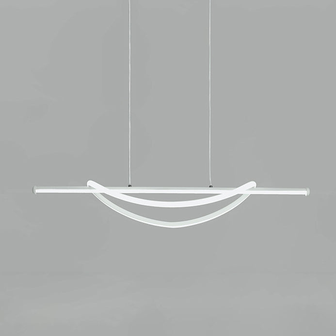 Lámpara de araña LED lineal curva de aluminio y silicona creativa contemporánea para isla en el comedor 