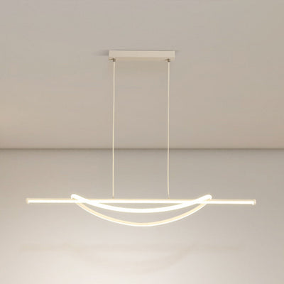 Lámpara de araña LED lineal curva de aluminio y silicona creativa contemporánea para isla en el comedor 