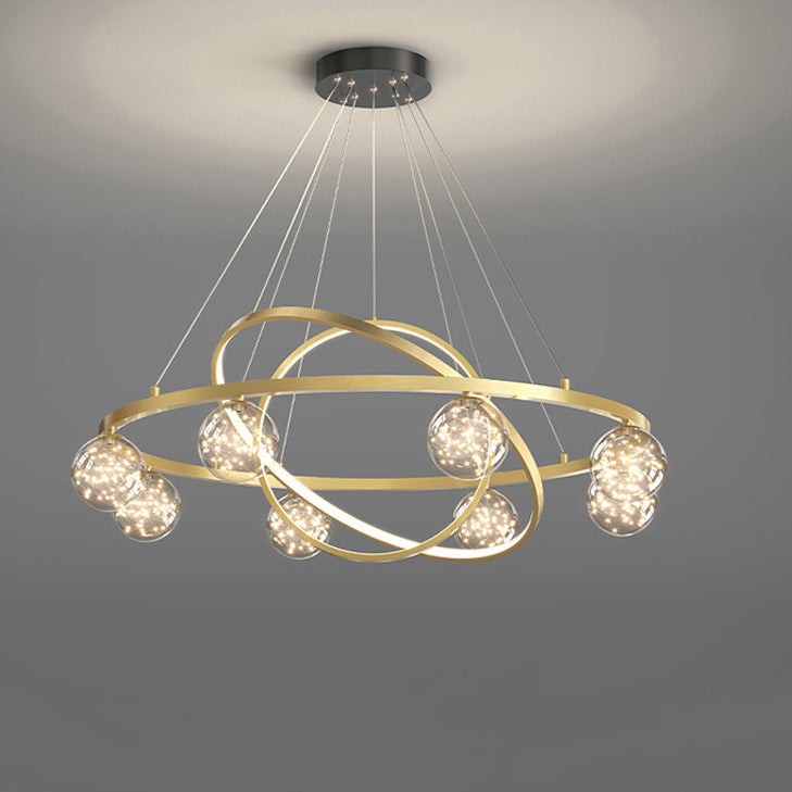 Contemporary Creative PC Iron Round Globe LED Chandelier For Living Room