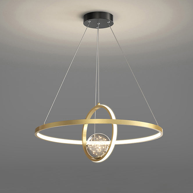 Contemporary Creative PC Iron Round Globe LED Chandelier For Living Room