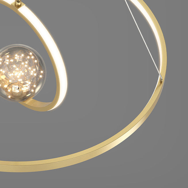 Contemporary Creative PC Iron Round Globe LED Chandelier For Living Room