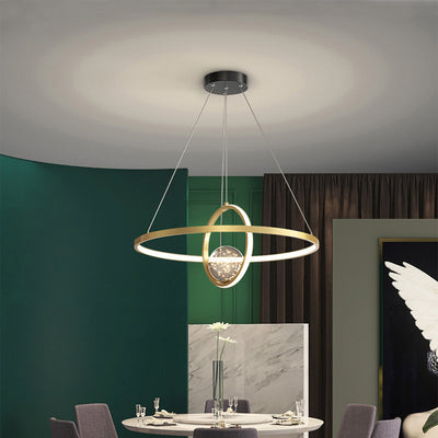 Contemporary Creative PC Iron Round Globe LED Chandelier For Living Room