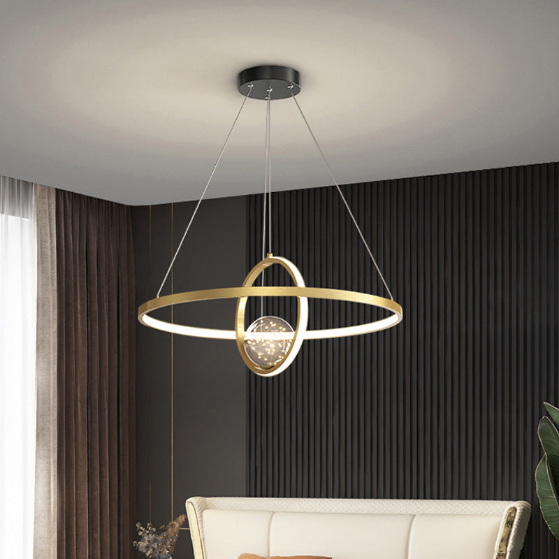 Contemporary Creative PC Iron Round Globe LED Chandelier For Living Room