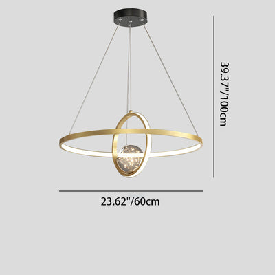 Contemporary Creative PC Iron Round Globe LED Chandelier For Living Room
