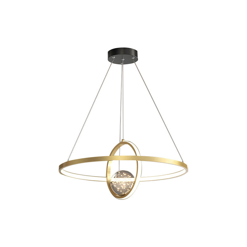 Contemporary Creative PC Iron Round Globe LED Chandelier For Living Room
