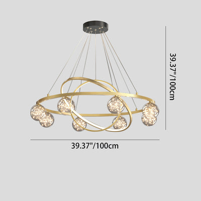Contemporary Creative PC Iron Round Globe LED Chandelier For Living Room