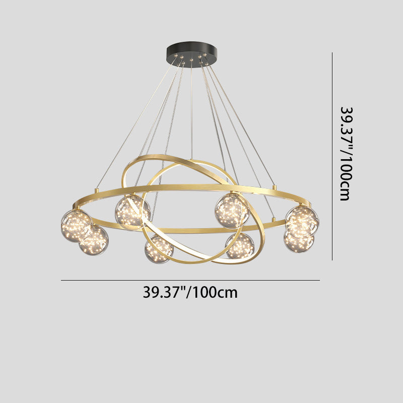 Contemporary Creative PC Iron Round Globe LED Chandelier For Living Room