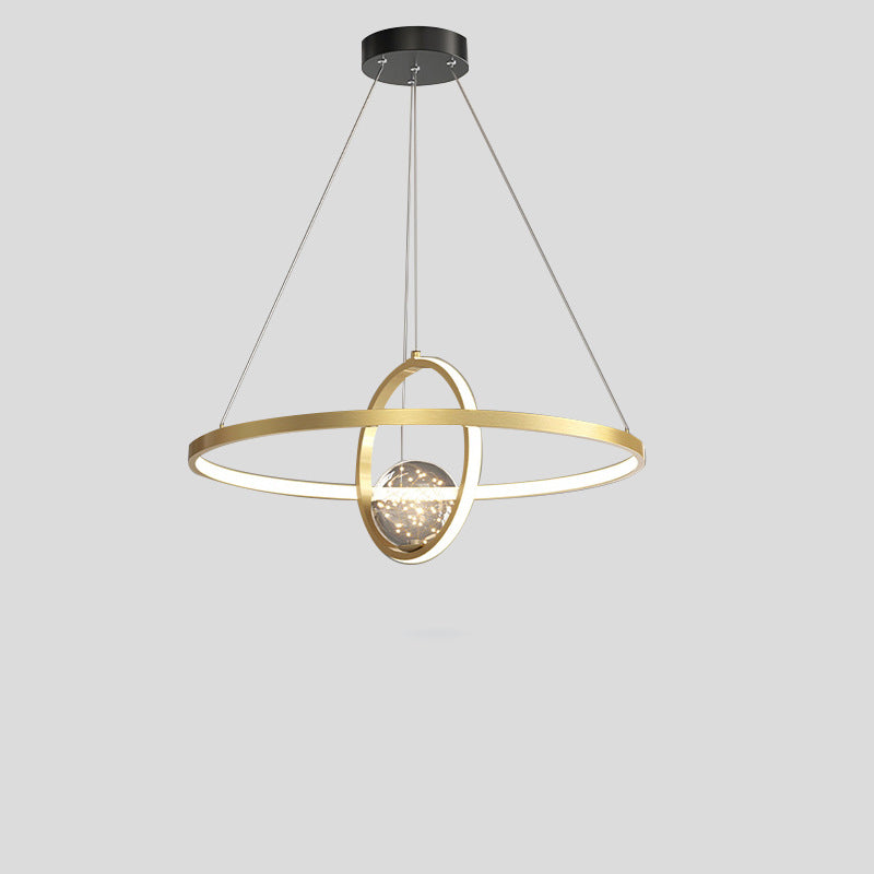 Contemporary Creative PC Iron Round Globe LED Chandelier For Living Room