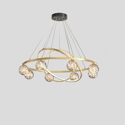 Contemporary Creative PC Iron Round Globe LED Chandelier For Living Room