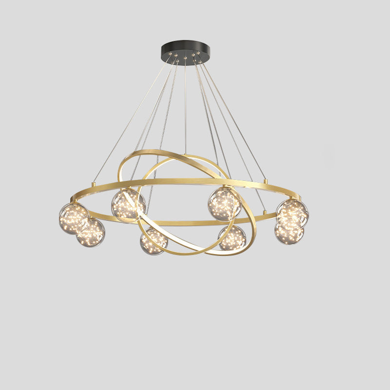 Contemporary Creative PC Iron Round Globe LED Chandelier For Living Room
