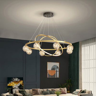 Contemporary Creative PC Iron Round Globe LED Chandelier For Living Room
