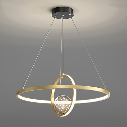 Contemporary Creative PC Iron Round Globe LED Chandelier For Living Room