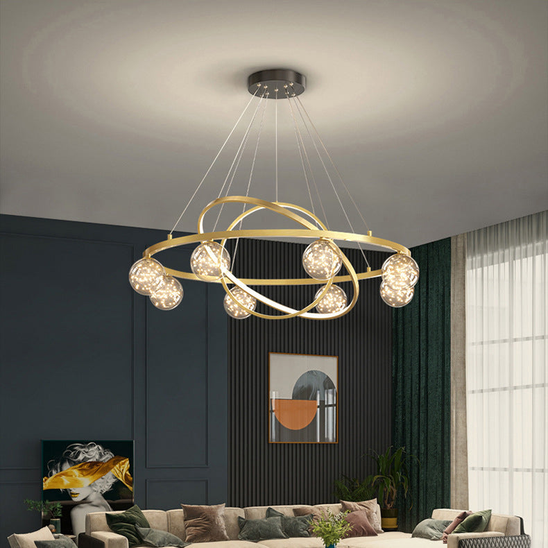 Contemporary Creative PC Iron Round Globe LED Chandelier For Living Room