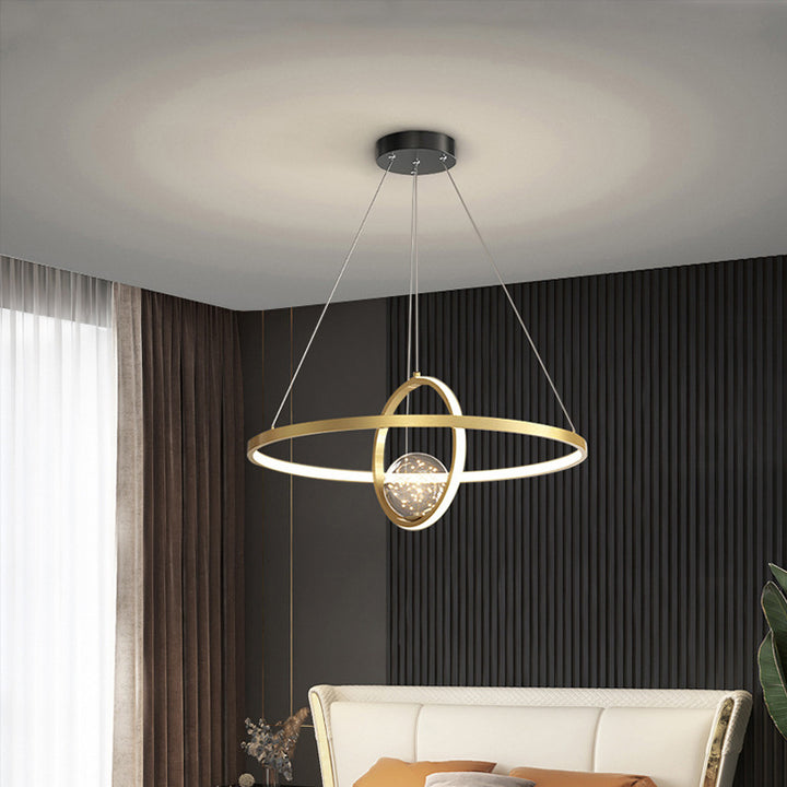 Contemporary Creative PC Iron Round Globe LED Chandelier For Living Room