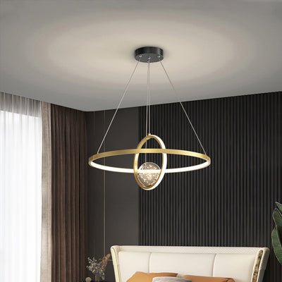 Contemporary Creative PC Iron Round Globe LED Chandelier For Living Room