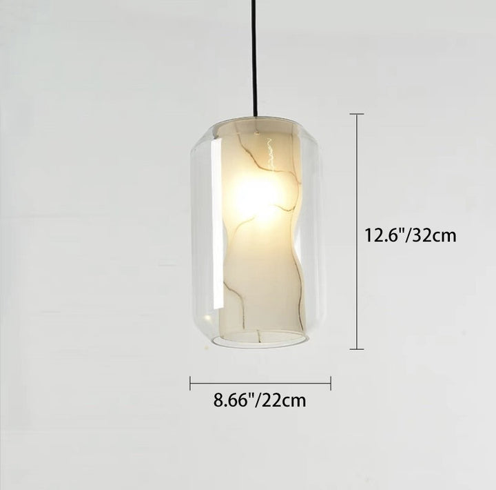 Zeitgenössischer skandinavischer Glas-Faux-Alabaster-Eisen-Rundzylinder 1/3-Licht-Kronleuchter für Schlafzimmer & Wohnzimmer 