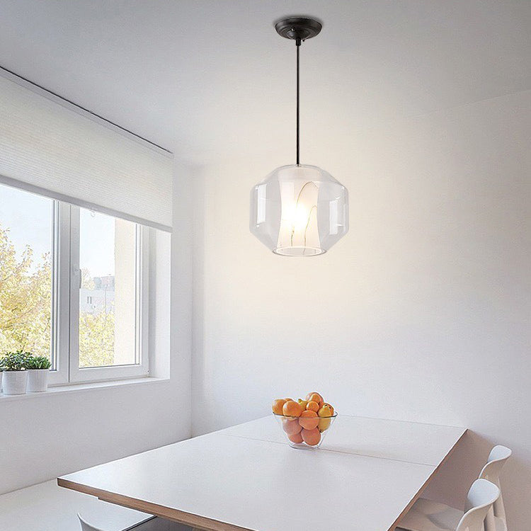 Lustre Contemporain en Verre Scandinave Faux Albâtre Fer Cylindre Rond 1/3 Lumière pour Chambre et Salon 