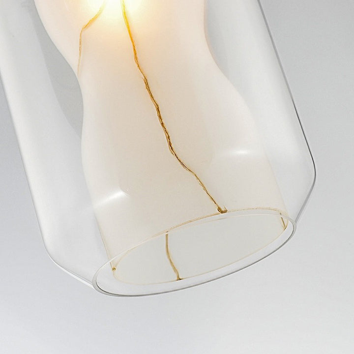 Lustre Contemporain en Verre Scandinave Faux Albâtre Fer Cylindre Rond 1/3 Lumière pour Chambre et Salon 