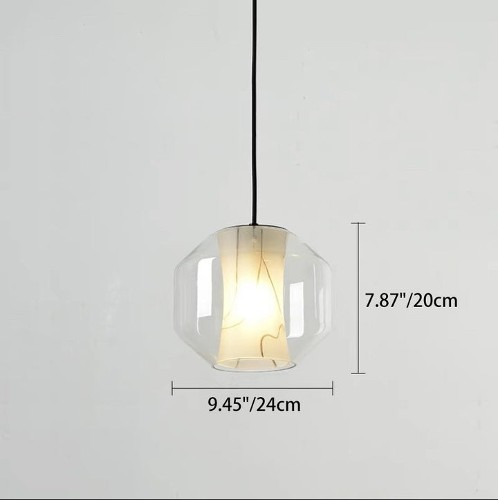 Lustre Contemporain en Verre Scandinave Faux Albâtre Fer Cylindre Rond 1/3 Lumière pour Chambre et Salon 