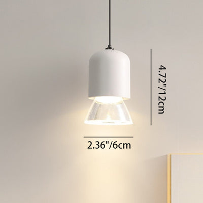 Moderne minimalistische zylindrische konische 1-Licht Pendelleuchte aus Acryl und Metall für das Schlafzimmer 