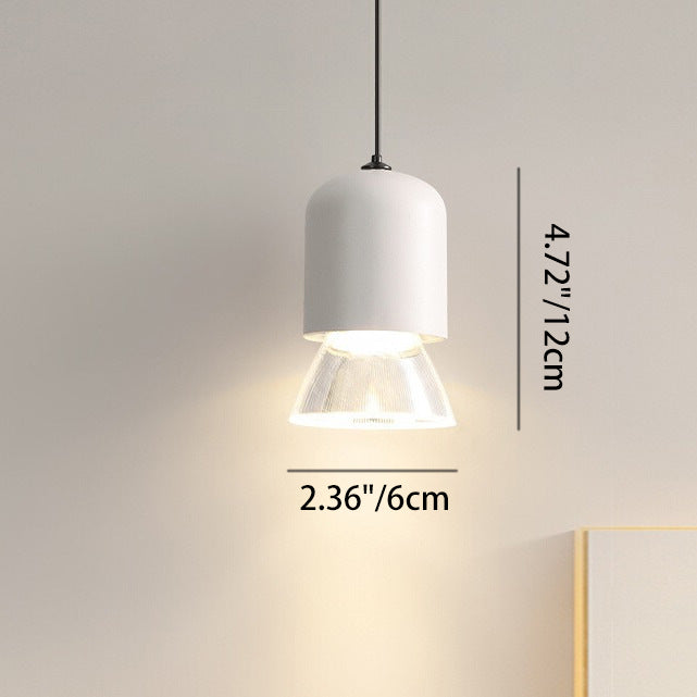 Moderne minimalistische zylindrische konische 1-Licht Pendelleuchte aus Acryl und Metall für das Schlafzimmer 