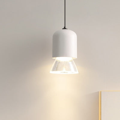 Moderne minimalistische zylindrische konische 1-Licht Pendelleuchte aus Acryl und Metall für das Schlafzimmer 