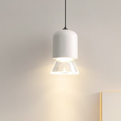 Moderne minimalistische zylindrische konische 1-Licht Pendelleuchte aus Acryl und Metall für das Schlafzimmer 