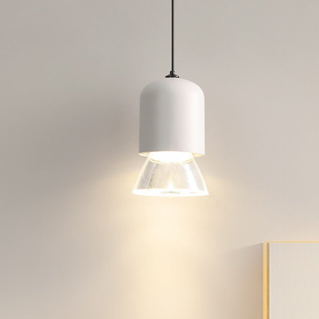 Moderne minimalistische zylindrische konische 1-Licht Pendelleuchte aus Acryl und Metall für das Schlafzimmer 