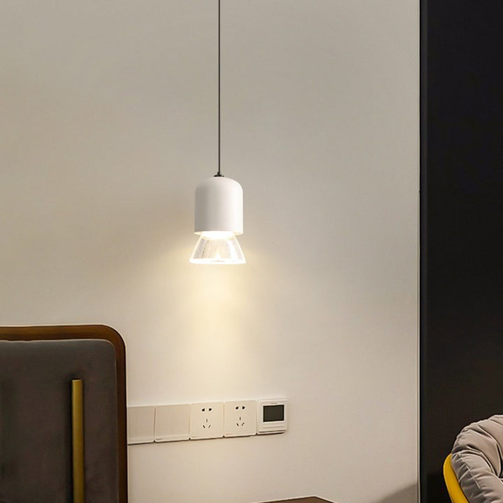 Lustre suspendu moderne minimaliste en acrylique métal cylindrique conique à 1 lumière pour chambre 
