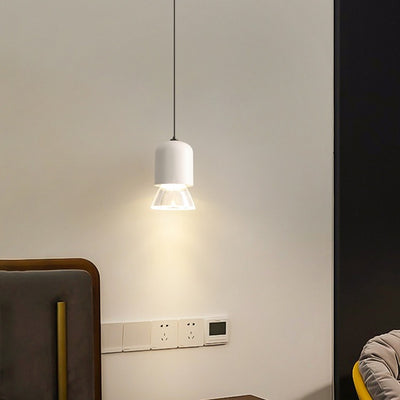 Moderne minimalistische zylindrische konische 1-Licht Pendelleuchte aus Acryl und Metall für das Schlafzimmer 