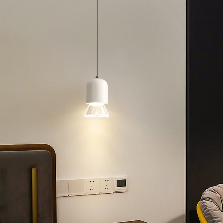 Moderne minimalistische zylindrische konische 1-Licht Pendelleuchte aus Acryl und Metall für das Schlafzimmer 