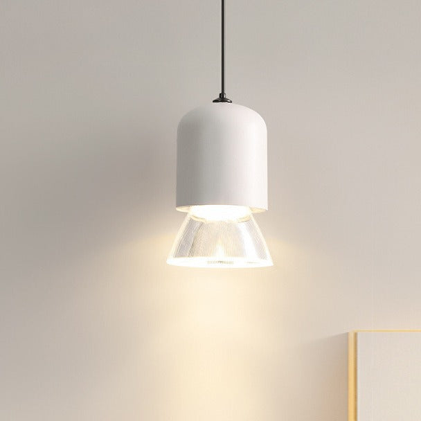 Moderne minimalistische zylindrische konische 1-Licht Pendelleuchte aus Acryl und Metall für das Schlafzimmer 