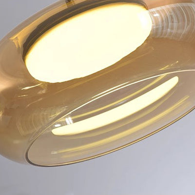 Modern Minimalist Electroplated Glass Iron Oval LED Pendant Light For Bedroom & Living Room