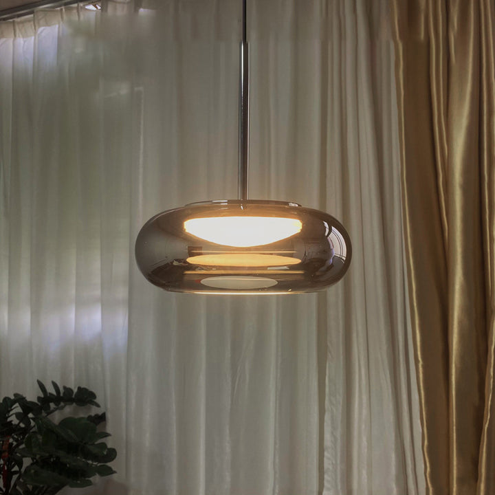 Moderne minimalistische elektroplattierte Glas-Eisen-Oval-LED-Pendelleuchte für Schlafzimmer &amp; Wohnzimmer 