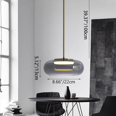Modern Minimalist Electroplated Glass Iron Oval LED Pendant Light For Bedroom & Living Room