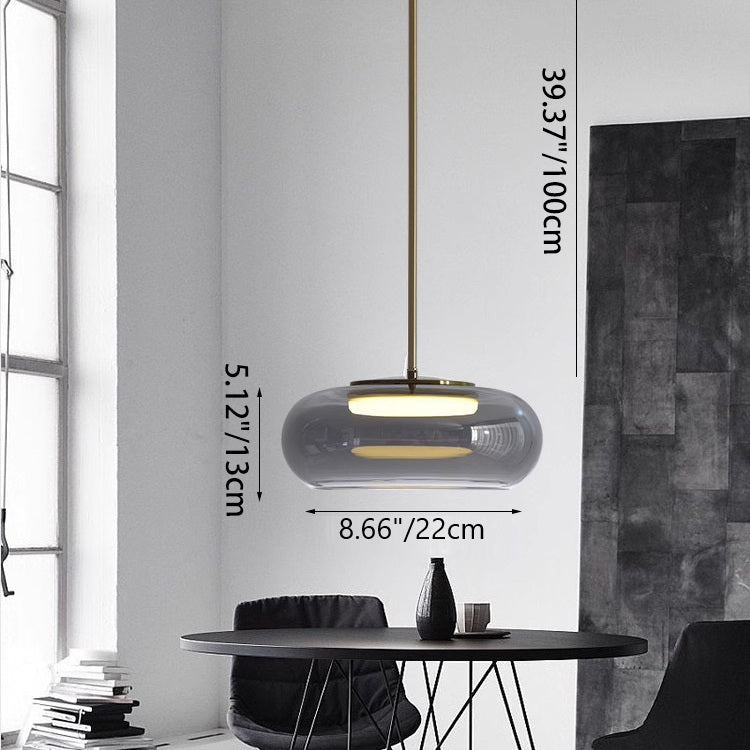 Modern Minimalist Electroplated Glass Iron Oval LED Pendant Light For Bedroom & Living Room